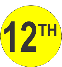 Twelveth (12th) Fluorescent Circle or Square Labels